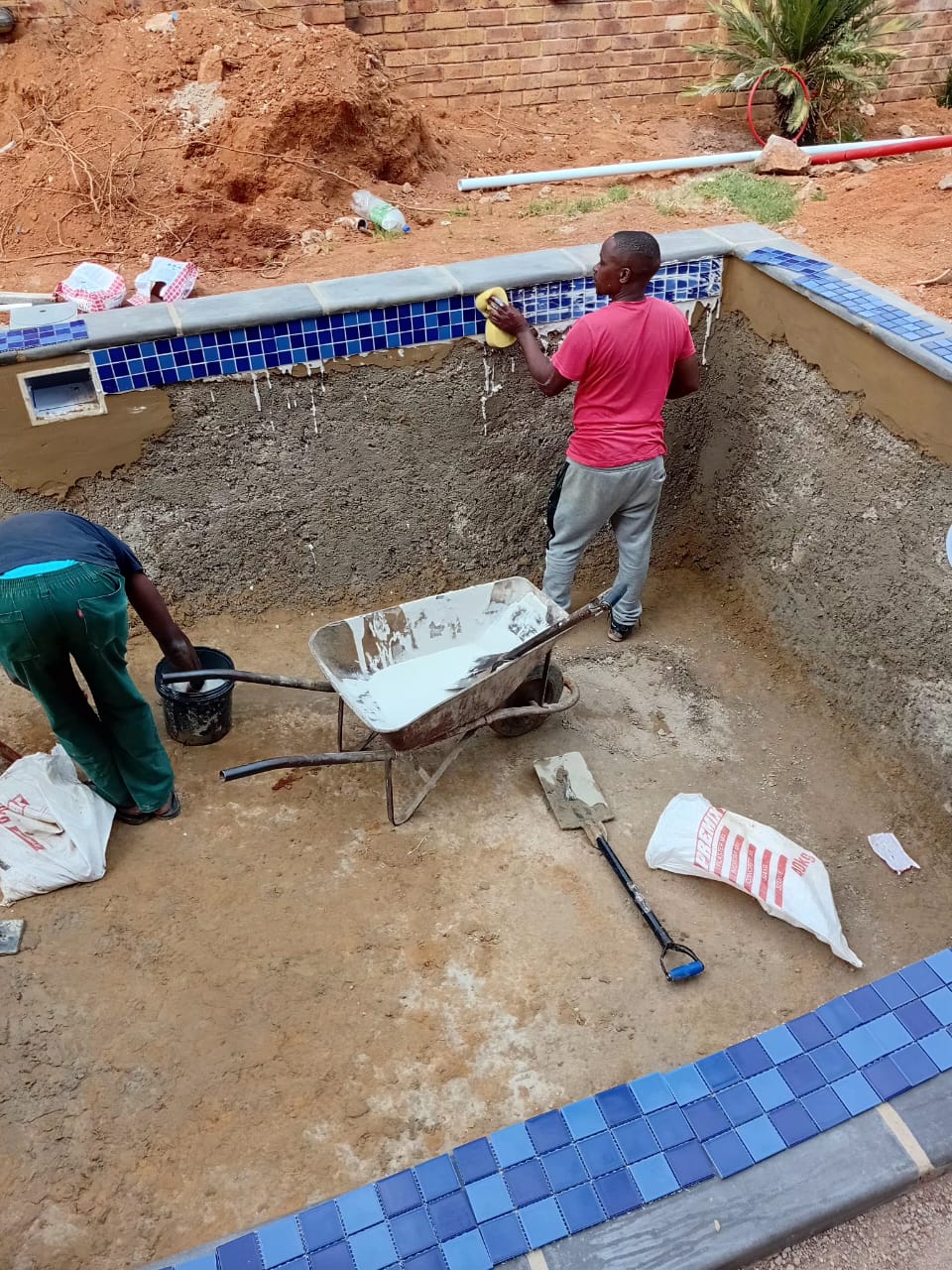 Precision mosaic tiling and mortar border application